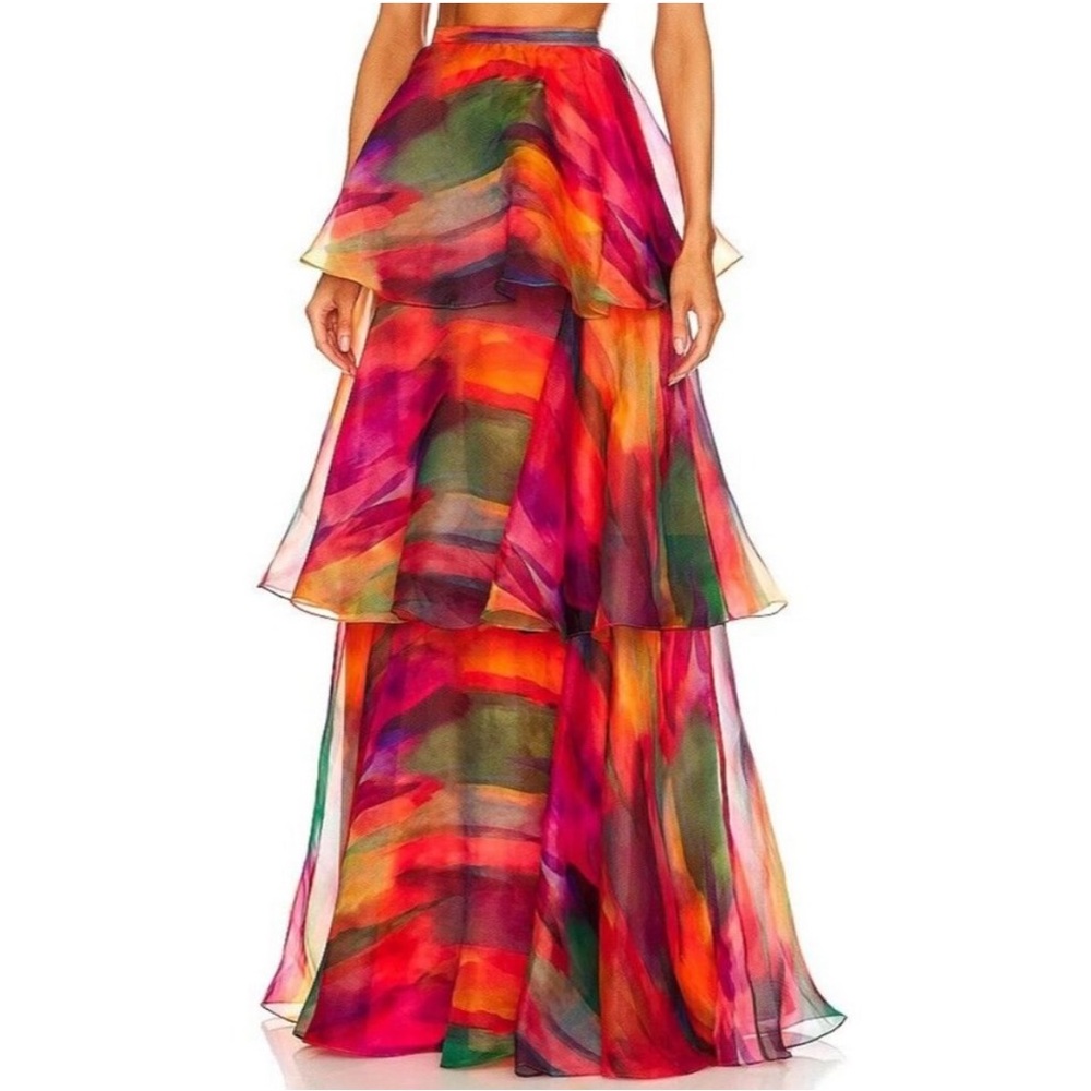 NWT YAURA Faari Maxi Skirt in Aquarelle Print